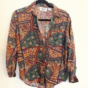 Vintage Paisle Printed Button Down, Womens Medium